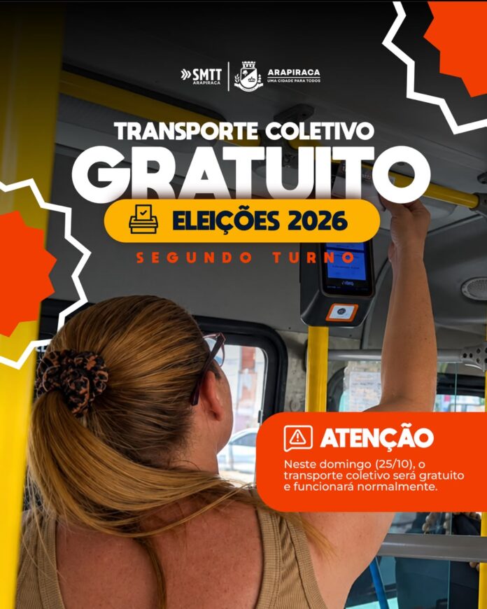 Arapiraca terá transporte coletivo gratuito neste segundo turno das eleições 