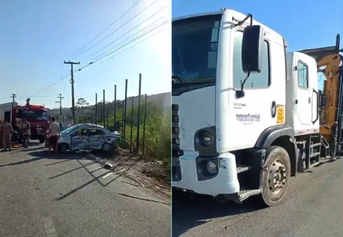 Colisão entre carro e caminhão da Equatorial na AL-101 Norte mobiliza socorro médico